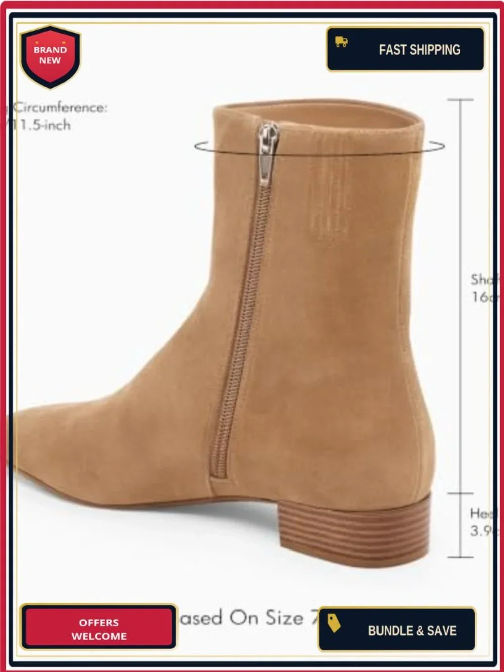 Faux Leather Square Toe Ankle Boots Low Block Heel Side Zipper Dress Booties